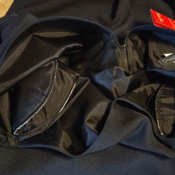 VTG Black Low Back Rosette Midi Sheath Dress Deadstock Size 14 *Fits like Large - Picture 13 of 15